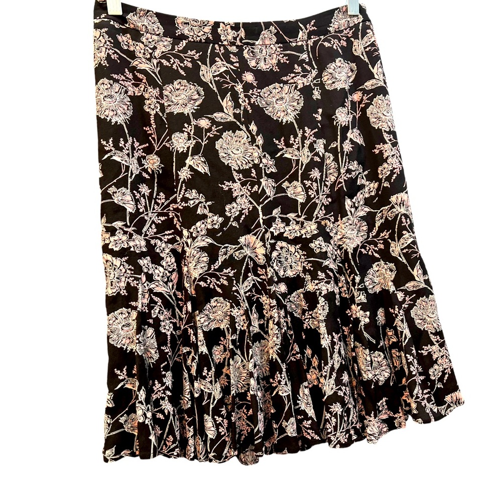 Talbots Floral A-line Pleated Skirt Women's Size 6P 100% Rayon
